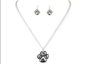 SILVER NECKLACE WITH PAW PENDANT ( 5373 )