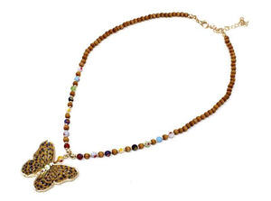 GOLD BROWN BUTTERFLY NECKLACE SET ( 2593 )