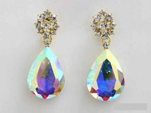 GOLD EARRINGS AB CLEAR STONES ( 5898 GAB )