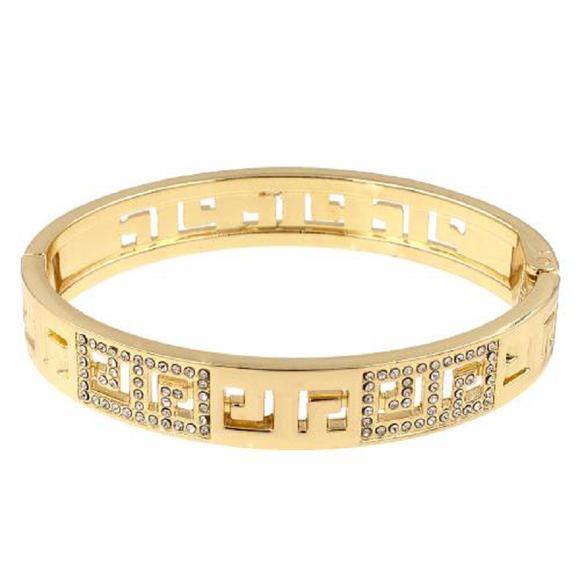 GOLD HINGED BANGLE CLEAR STONES ( 5363G )