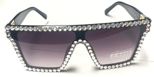 BLACK SUNGLASSES CLEAR SWAROVSKI STONES ( 1306 CL )