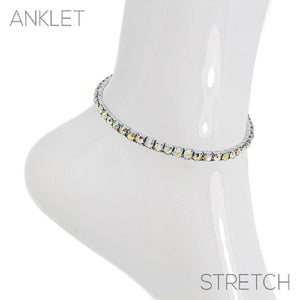 1 Line Rhinestone Silver AB Stretch Anklet ( 80871 ) - Ohmyjewelry.com