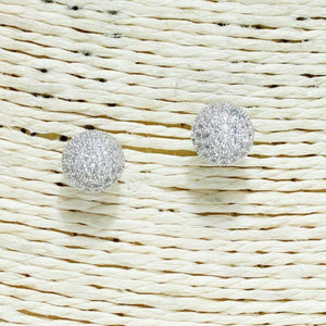 SILVER CUBIC ZIRCONIA CZ BALL STUD EARRINGS ( 0135 ) - Ohmyjewelry.com