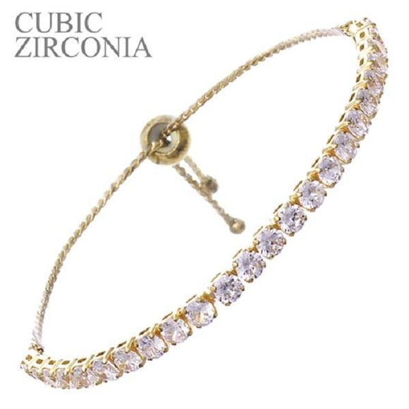 Round CZ Cubic Zirconia Slide Gold Bracelet ( 83094 CRG ) - Ohmyjewelry.com