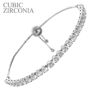 Round CZ Cubic Zirconia Slide Silver Bracelet ( 83094 ) - Ohmyjewelry.com
