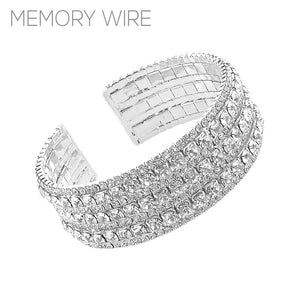 SILVER CUFF BANGLE CLEAR STONES ( 83390 CRS )