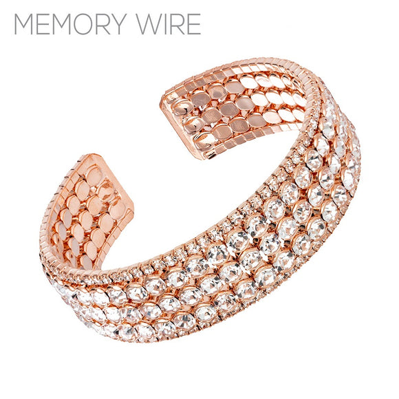 ROSE GOLD CUFF BRACELET CLEAR STONES ( 83504 CRRG )