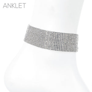 SILVER ANKLET CLEAR STONES ( 83757 ACRS13 )