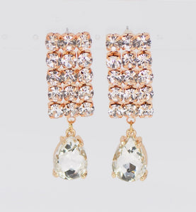 GOLD DANGLING EARRINGS CLEAR STONES ( 1963 )