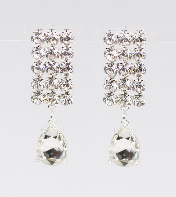 SILVER DANGLING EARRINGS CLEAR STONES ( 1963 )