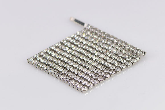 SILVER HAIR PIN DANGLING CLEAR STONES ( 1055 RHCRY )