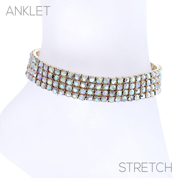 GOLD STRETCH ANKLET AB STONES ( 84046 AABG )