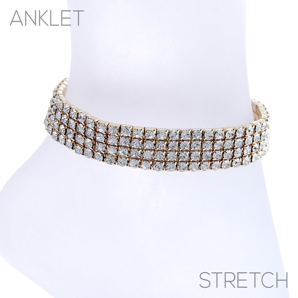 GOLD STRETCH ANKLET CLEAR STONES ( 84046 ACRG )