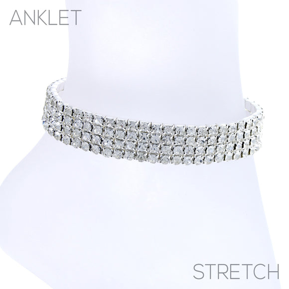 SILVER STRETCH ANKLET CLEAR STONES ( 84046 ACRS )