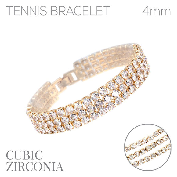 GOLD BRACELET CLEAR CZ CUBIC ZIRCONIA STONES ( 84073 CRG )