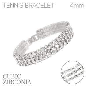 SILVER BRACELET CLEAR CZ CUBIC ZIRCONIA STONES ( 84073 CRR )