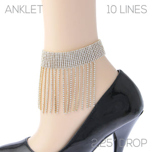 GOLD ANKLET CLEAR STONES ( 84189 ACRG )