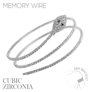 SILVER ARM BRACELET CLEAR CZ CUBIC ZIRCONIA ( 84254 CRS )