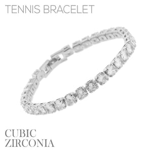 5 MM ROUND SILVER BRACELET CLEAR CZ CUBIC ZIRCONIA STONES ( 84260 CRS )