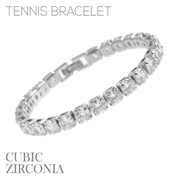 SILVER BRACELET CLEAR CZ CUBIC ZIRCONIA STONES ( 84293 CRR )