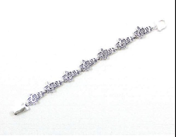 SILVER MUSIC NOTE MAGNETIC BRACELET ( 0977 )