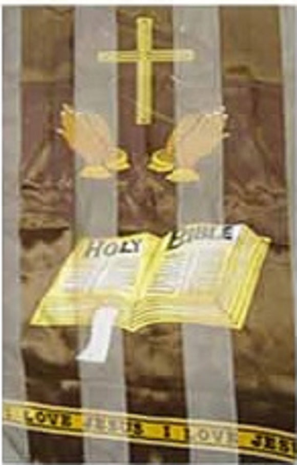 BROWN BIBLE OBLONG SATIN SCARF ( 7003 )