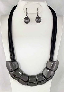 BLACK HEMATITE NECKLACE SET ( 4044 HEM )