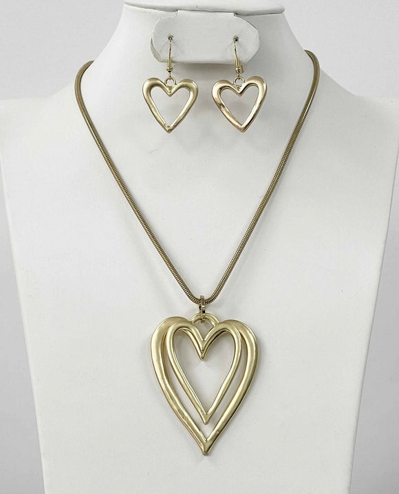 GOLD NECKLACE SET HEARTS ( 4808 G )