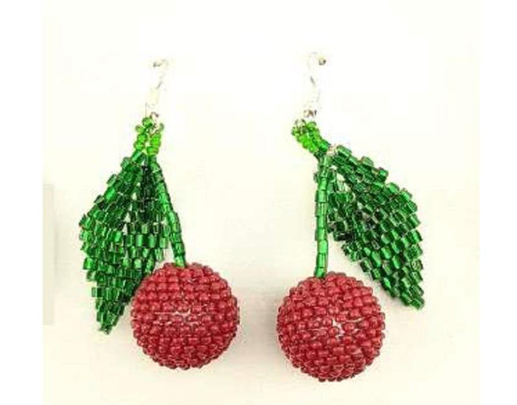RED GREEN CHERRY EARRINGS ( 1408 ) - Ohmyjewelry.com