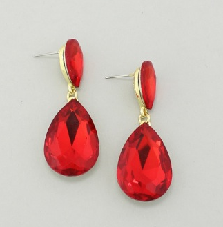 GOLD RED STONE EARRINGS ( 2337 GDRD )