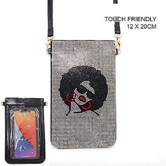 BLACK AFRO PHONE BAG ( 6144 BKSVAFRO )