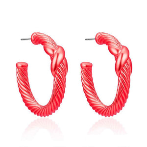 MATTE RED HOOP EARRINGS ( 1026 MRD )