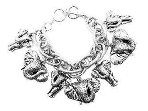 SILVER CHUNKY BRACELET ELEPHANTS ( 00488 AS ) - Ohmyjewelry.com