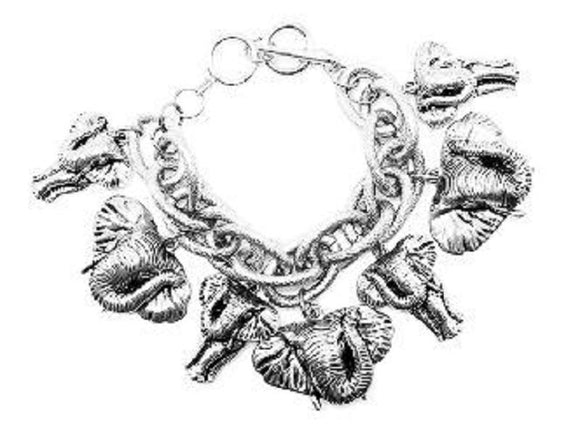 SILVER CHUNKY BRACELET ELEPHANTS ( 00488 AS ) - Ohmyjewelry.com