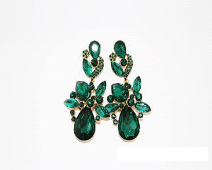 GOLD FLORAL EARRINGS GREEN STONES ( 1231 GDGN ) - Ohmyjewelry.com