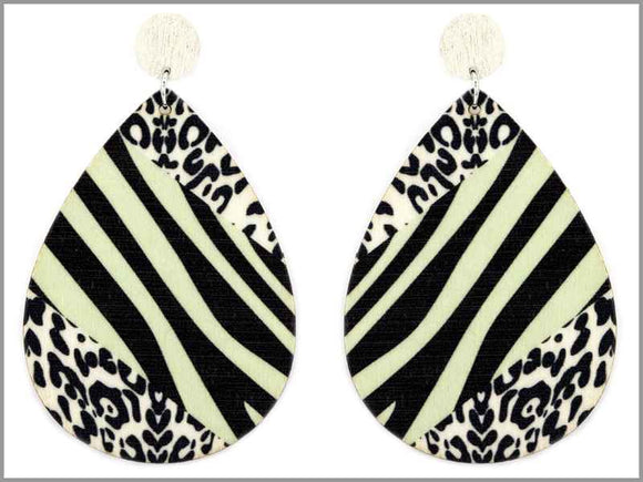 ANIMAL PRINT OVAL EARRINGS ( 3851 NT )