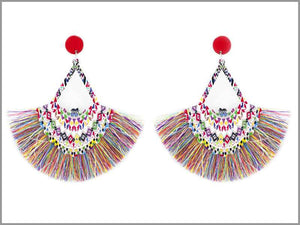 MULTI COLOR WOOD THREAD EARRINGS ( 3879 MT )