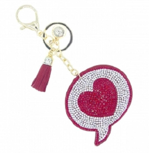 RED CLEAR WORD BUBBLE HEART KEYCHAIN ( 31466 ) - Ohmyjewelry.com