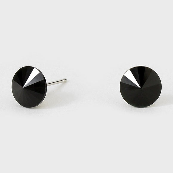 8mm Black Crystal Stud Earrings (ME39- 10 )