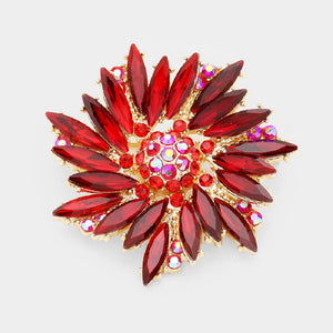 2" GOLD RED STONES Brooch ( P1256 GRD )
