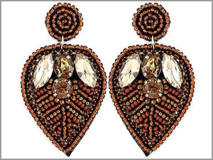 BROWN BEAD LEAF EARRINGS ( 2804 ) - Ohmyjewelry.com