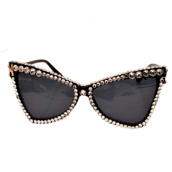 GOLD BLACK CLEAR STONE SUNGLASSES ( 11269 BCL )