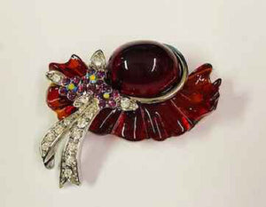 SILVER BROWN HAT BROOCH ( 1412 )