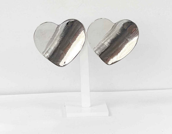 SILVER HEART CLIP ON EARRINGS ( 3074 S )