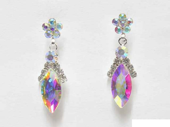 SILVER EARRINGS CLEAR AB STONES ( 6610 SAB )