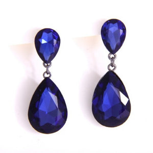 HEMATITE NAVY BLUE STONE EARRINGS ( 2337 MONT )