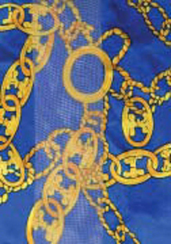 BLUE GOLD COLORED SATIN GOLDEN CHAIN SCARF ( 2059 BL ) - Ohmyjewelry.com