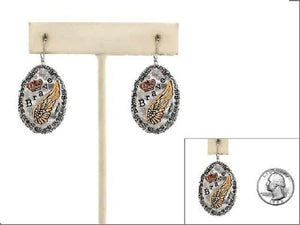 SILVER GOLD EARRINGS BRAVE WINGS ( 18443 T )