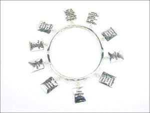 SILVER STRETCH BRACELET DANGLING TEN COMMANDMENTS ( 1488 LFAS )