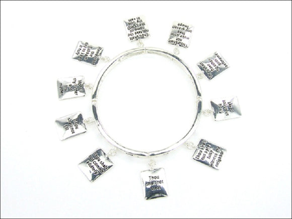 SILVER STRETCH BRACELET DANGLING TEN COMMANDMENTS ( 1488 LFAS )